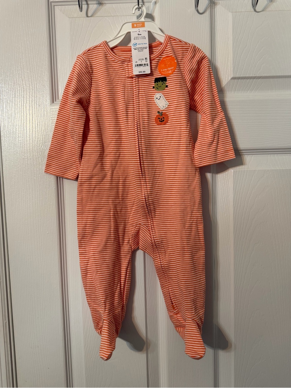 Carter's Orange & White Striped Halloween Footed Pajamas
